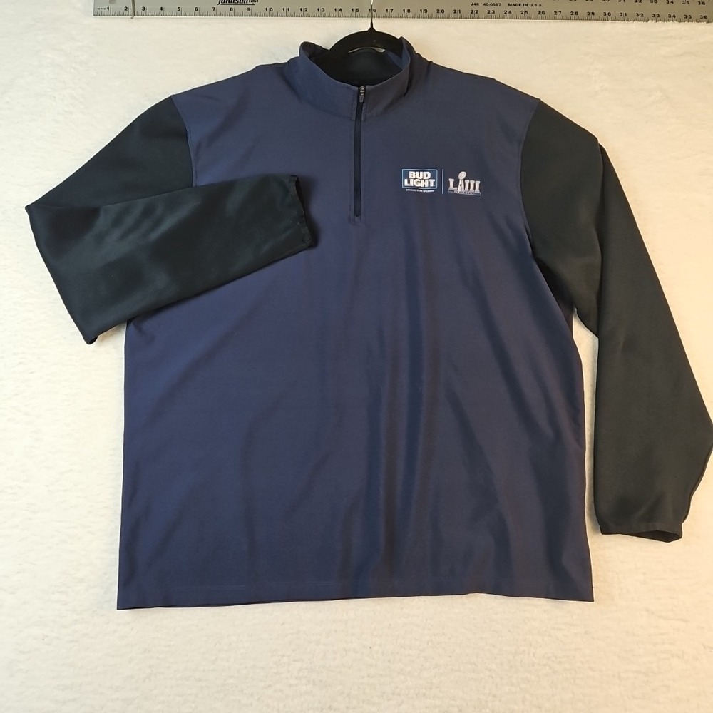 Nike Golf Dri Fit NFL Super Bowl LlII 53 1/4 Zip Bud Lite Size XL Light Jacket